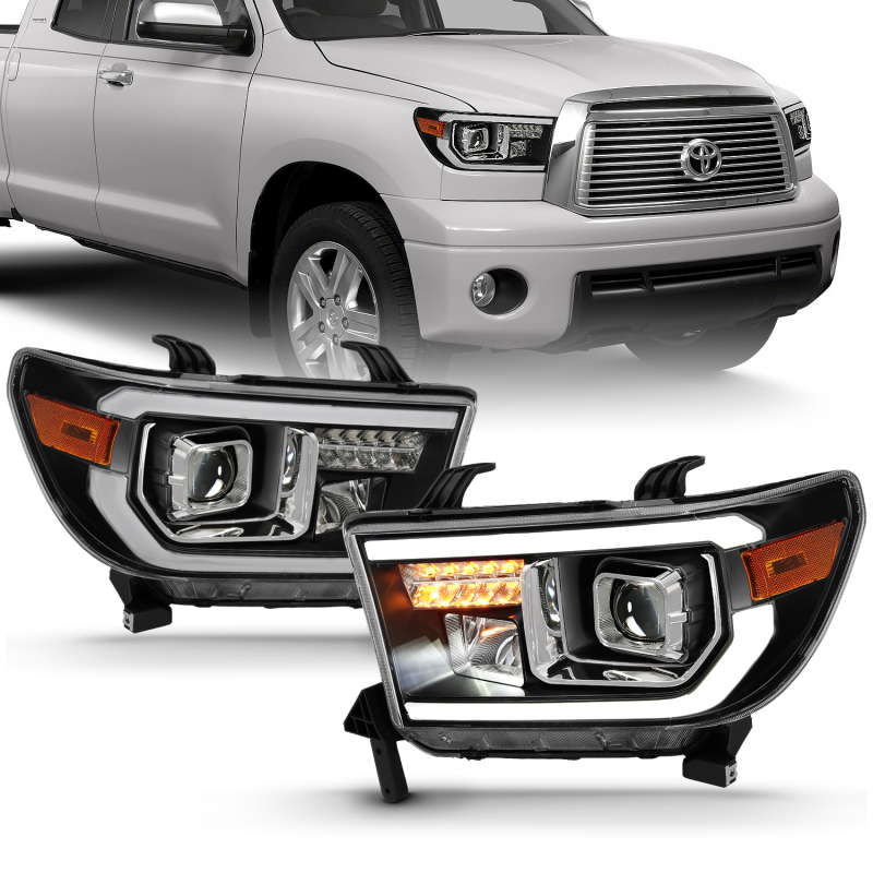 ANZO 2007-2014 Toyota Tundra Projector Light Bar H.L Black Amber(Led High Beam) (Halogen Version) thumbnail 8