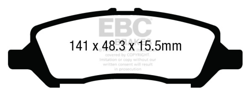 EBC 12+ Dodge Dart 1.4 Turbo Redstuff Rear Brake Pads thumbnail 6