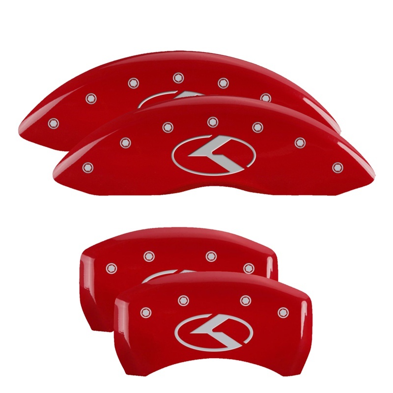 MGP 4 Caliper Covers Engraved Front & Rear Circle K/Kia Red Finish Silver Char 2018 Kia Stinger thumbnail 4