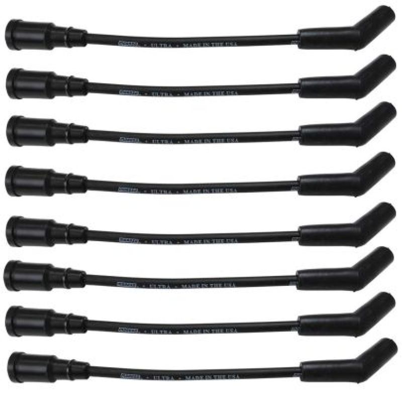Moroso Ford 7.3L Godzilla 135 Deg Boots 8mm Unsleeved Ultra Ignition Wire Set - Black