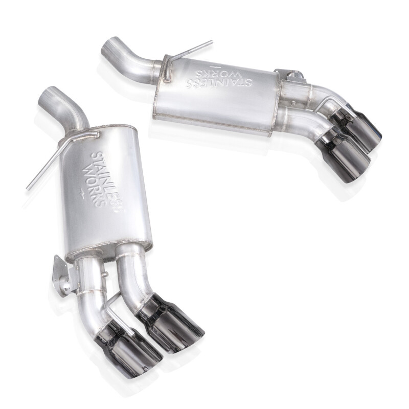 Stainless Works 16-21 Camaro SS 3in Legend Factory Connect Axle Back w/Valve - 4in Quad Black Tips