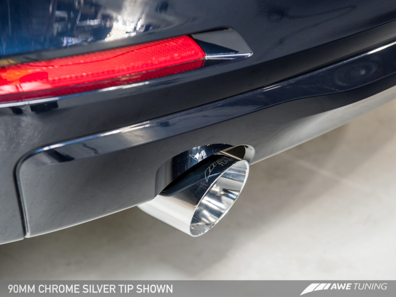 AWE Tuning BMW F30 320i Touring Exhaust w/Performance Mid Pipe - Chrome Silver Tip (90mm) thumbnail 4