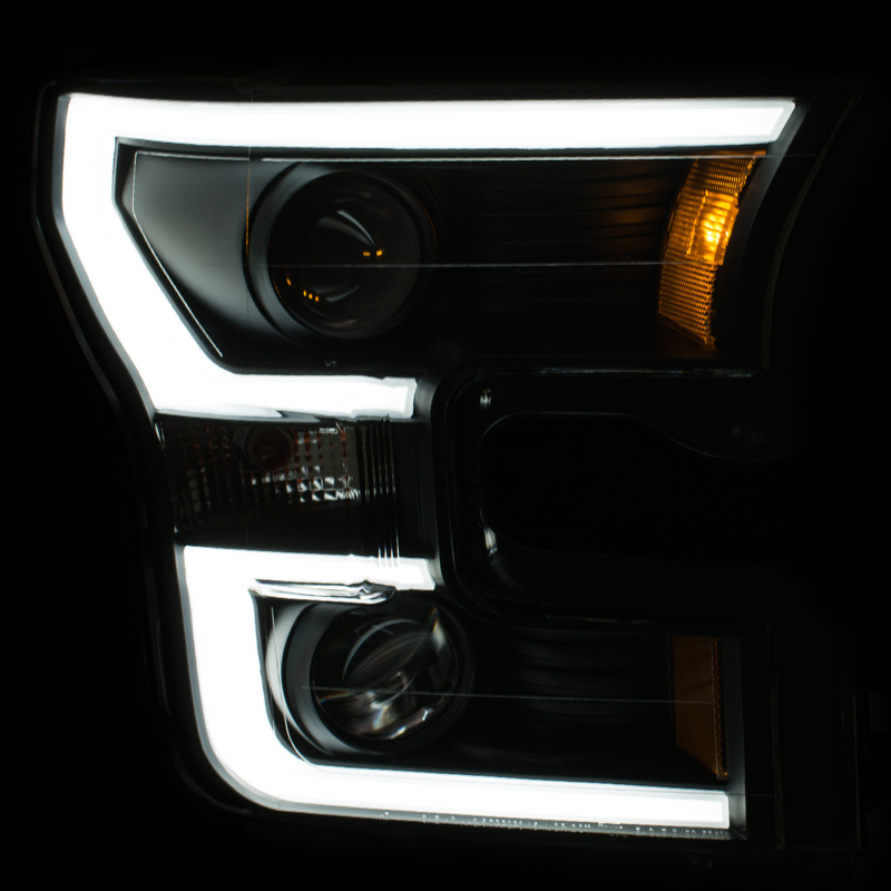 ANZO 2015-2016 Ford F-150 Projector Headlights w/ Plank Style Design Black w/ Amber thumbnail 7