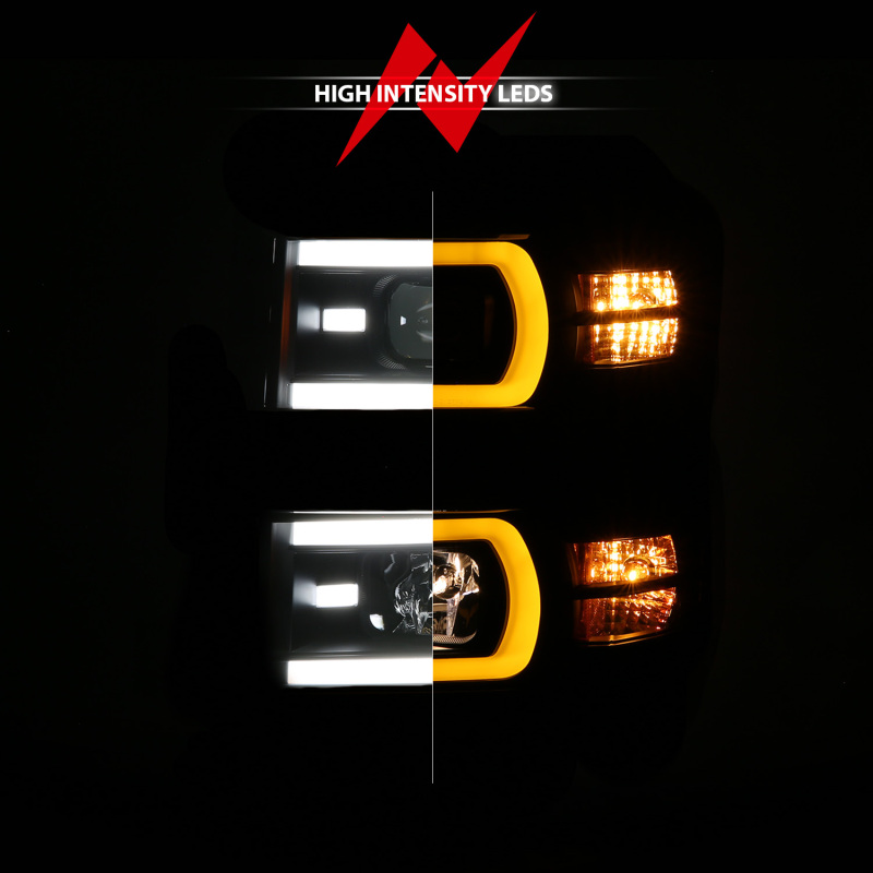 ANZO 14-15 Chevy Silverado 1500 Black Dual Switchback+Sequential LED Tube Sq. Projector Headlights thumbnail 9