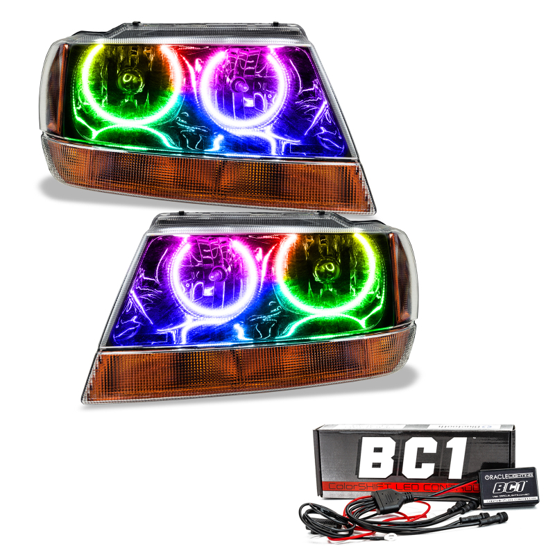 Oracle 99-04 Jeep Grand Cherokee SMD HL - Black - ColorSHIFT w/ BC1 Controller