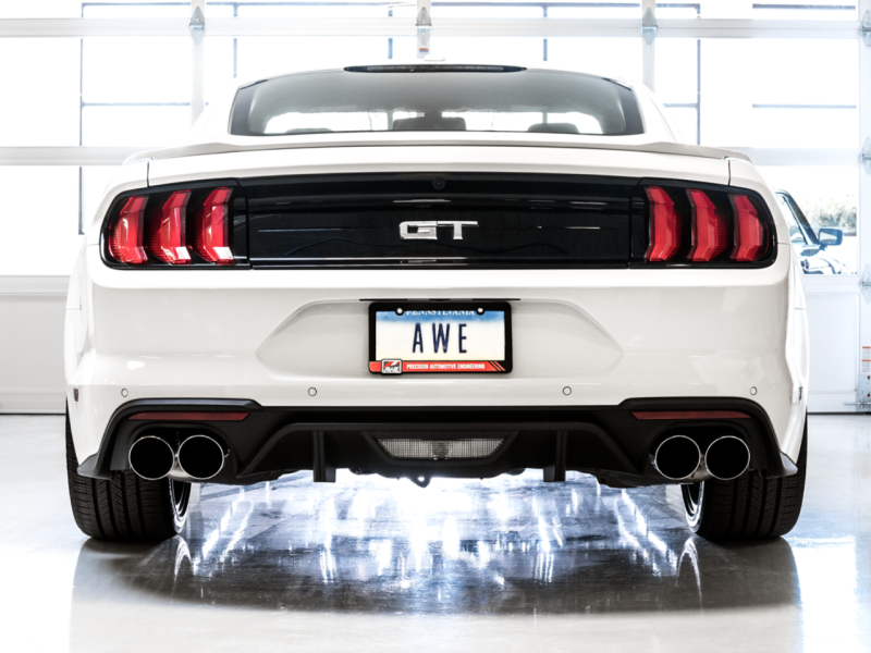 AWE Tuning 2018+ Ford Mustang GT (S550) Cat-Back Exhaust - Touring Edition (Quad Chrome Silver Tips) thumbnail 9