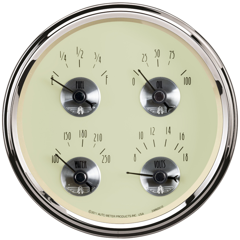 AutoMeter Gauge Quad 5in. 240 Ohm(e) to 33 Ohm(f) Elec Prestige Antique. Ivory thumbnail 5