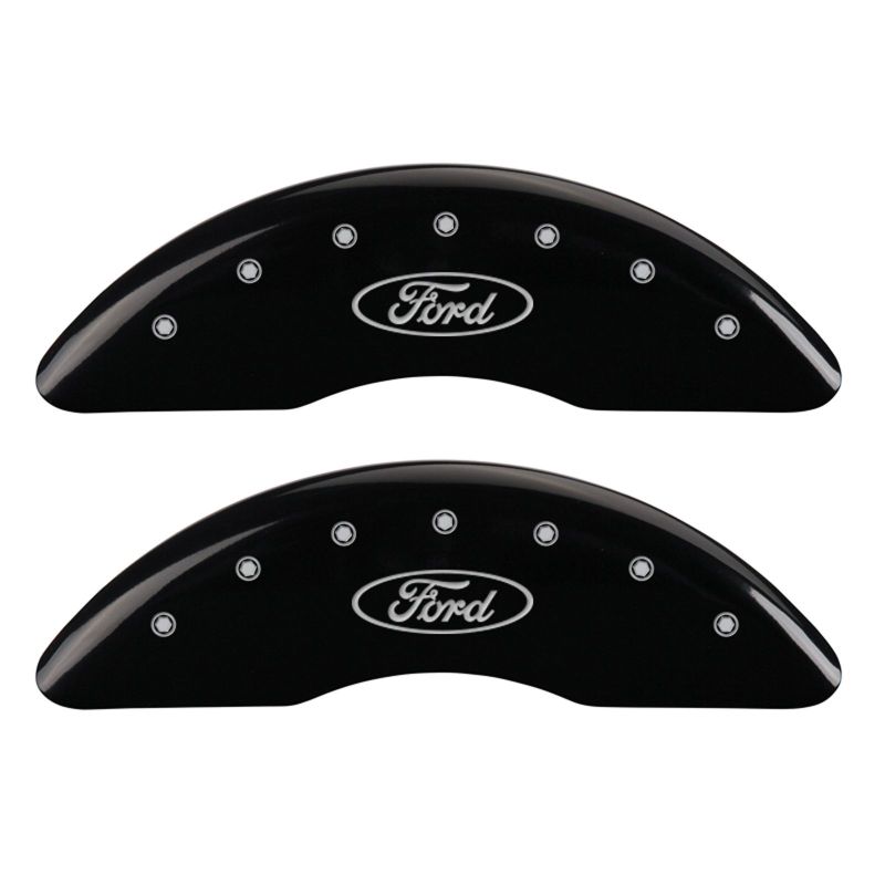 MGP 4 Caliper Covers Engraved Front & Rear Oval logo/Ford Black finish silver ch thumbnail 2