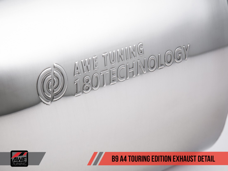 AWE Tuning Audi B9 A4 Touring Edition Exhaust Dual Outlet - Chrome Silver Tips (Includes DP) thumbnail 2