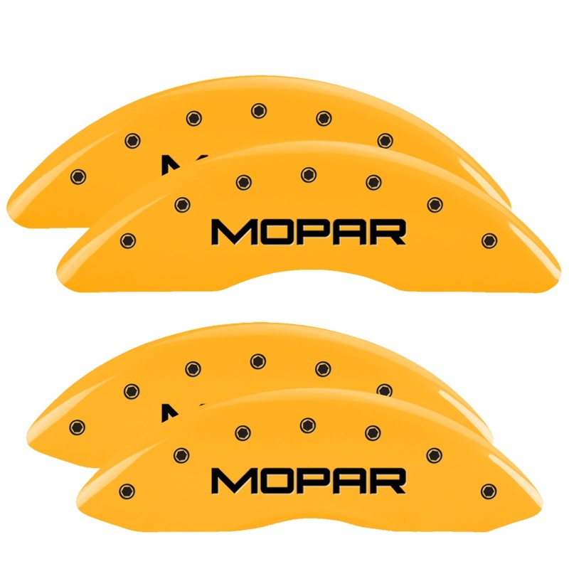 MGP 4 Caliper Covers Engraved Front & Rear MOPAR Yellow finish black ch thumbnail 5