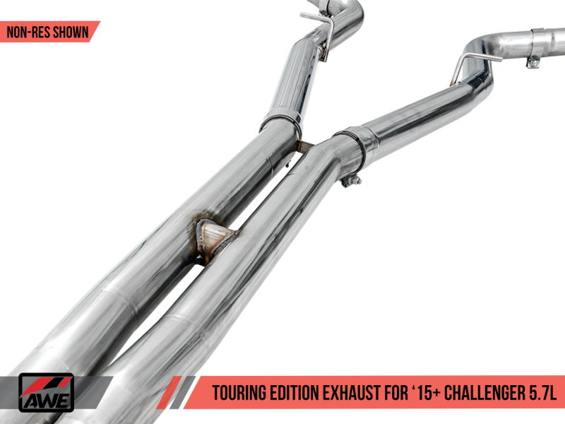 AWE Tuning 2017+ Challenger 5.7L Touring Edition Exhaust - Non-Resonated - Chrome Silver Quad Tips thumbnail 6