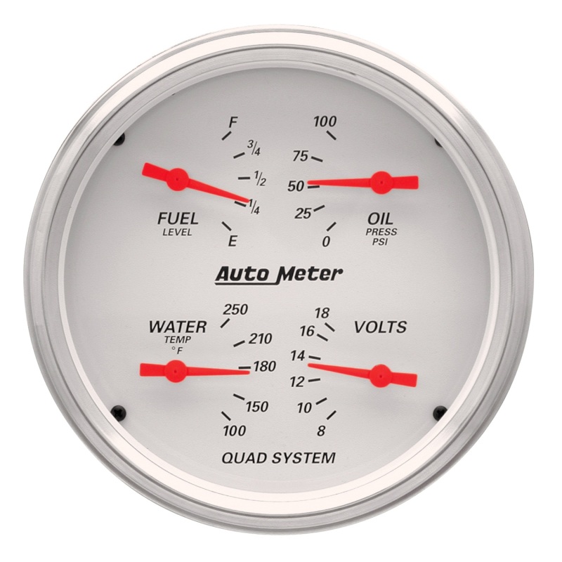 AutoMeter Gauge Quad 5in. 240 Ohm(e) to 33 Ohm(f) Elec Arctic White thumbnail 4
