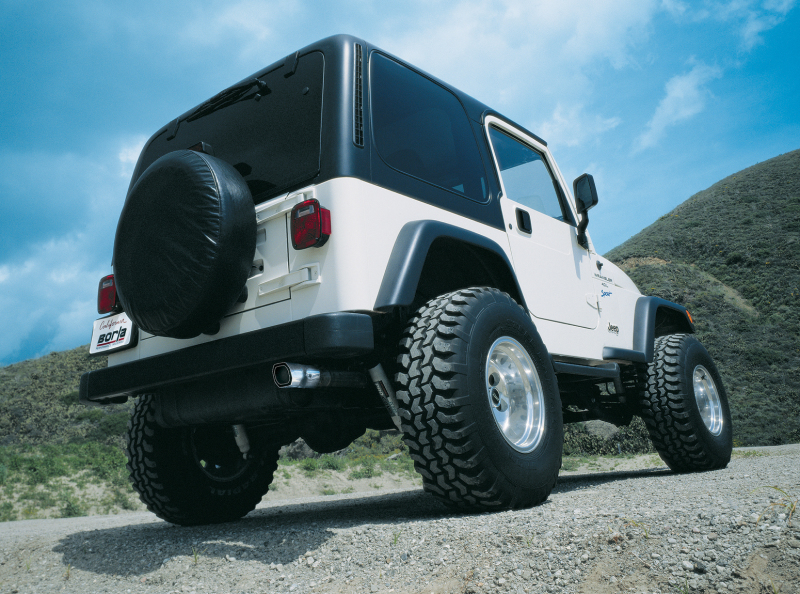 Borla 97-99 Jeep Wrangler 2.5/4.0L w/o Hitch Cat-Back 2.25in Single Sqr Angle Cut Phntm Rear thumbnail 5
