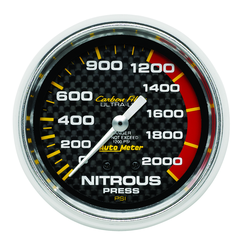Autometer Carbon Fiber 66.7mm Mechanical 0-2000 PSI Nitrous Press Gauge