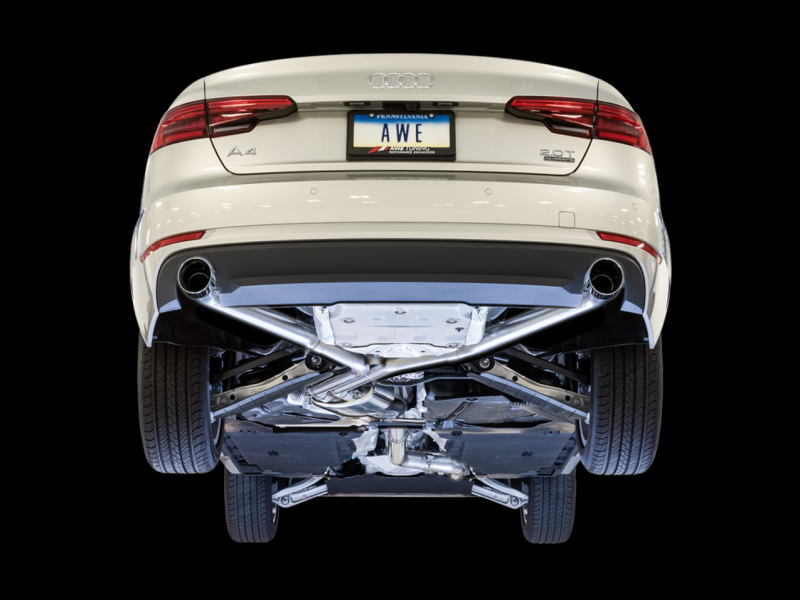 AWE Tuning Audi B9 A4 Track Edition Exhaust Dual Outlet - Chrome Silver Tips (Includes DP) thumbnail 5