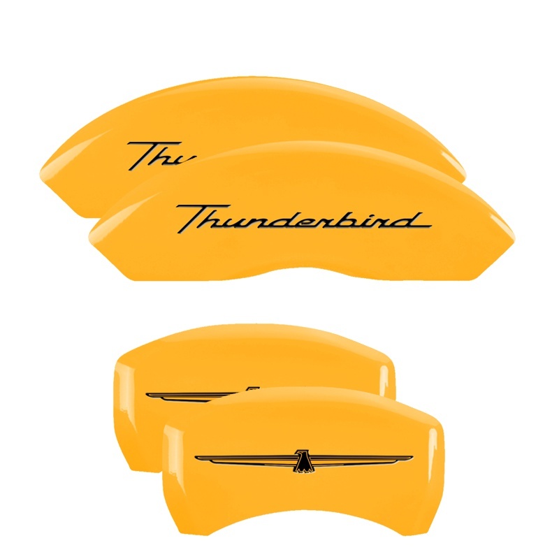 MGP 4 Caliper Covers Engraved Front & Rear Oval logo/Ford Yellow finish black ch thumbnail 7