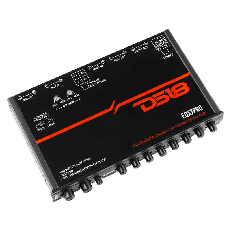 DS18 EQX High Volt 7-Band Equalizer High Lvl Input Auto Turn On And High Volt LED Clipping Indicator thumbnail 3