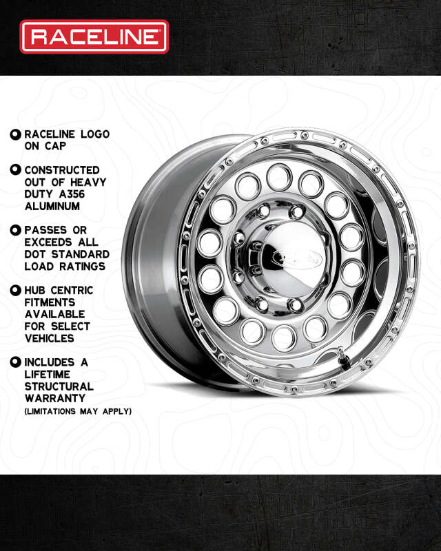 Raceline 887 Rock Crusher 15x10in / 5x114.3 BP / -47mm Offset / 83.82mm Bore - Polished Wheel thumbnail 3