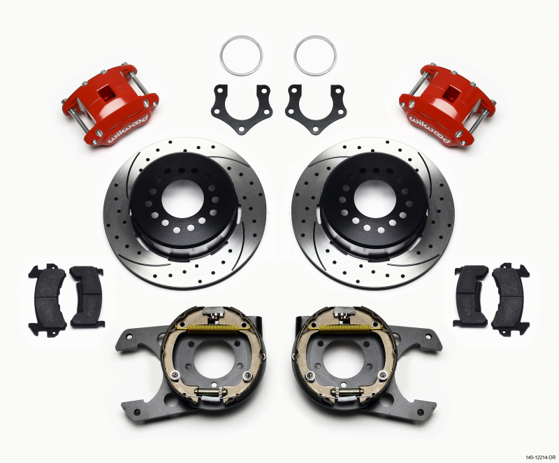 Wilwood D154 P/S P-B Kit Drilled-Red Mopar/Dana 2.36in Off w/Snap Ring Bearing