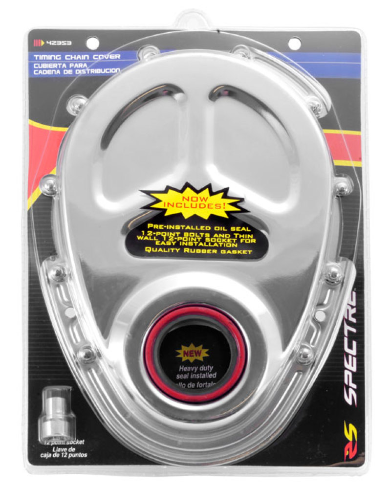 Spectre SB Chevrolet Timing Cover (Incl. Pre-Installed Seal/Gaskets/Bolts) - Chrome thumbnail 7