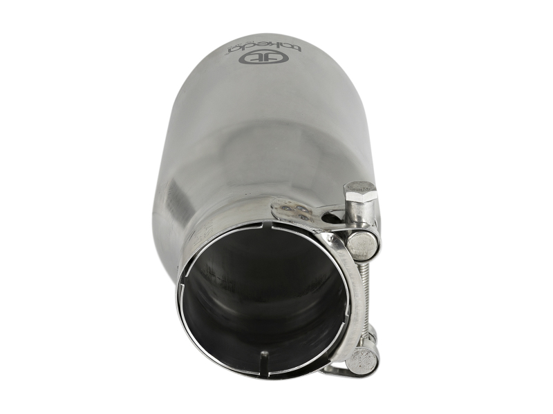 aFe Takeda 304 Stainless Steel Clamp-On Exhaust Tip 2.5in. Inlet / 4in. Outlet / 8in. L - Polished thumbnail 9