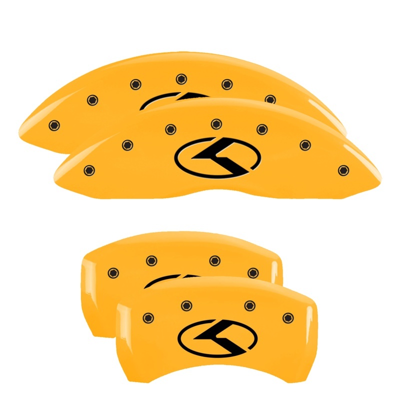 MGP 4 Caliper Covers Engraved Front & Rear 18 Kia Stinger Base Yellow w/ Circle K (KIA) thumbnail 4