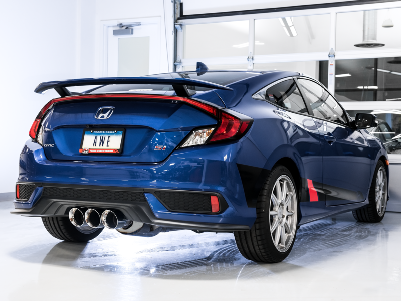 AWE Tuning 2016+ Honda Civic Si Touring Edition Exhaust w/Front Pipe & Triple Chrome Silver Tips thumbnail 3