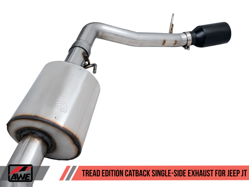 AWE Tuning 20-21 Jeep Gladiator JT 3.6L Tread Edition Cat-Back Single Side Exhaust - Diamond Blk Ti thumbnail 5