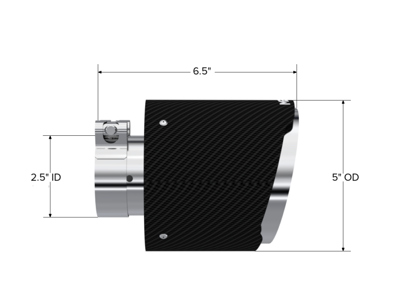 MBRP Universal Carbon Fiber Tip 2.5in ID / 5in OD Out / 6.5in Length Angle Cut Dual Wall thumbnail 4