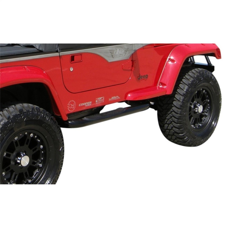 Rampage 1987-1995 Jeep Wrangler(YJ) 3 Inch Round Nerf Bar - Black thumbnail 3