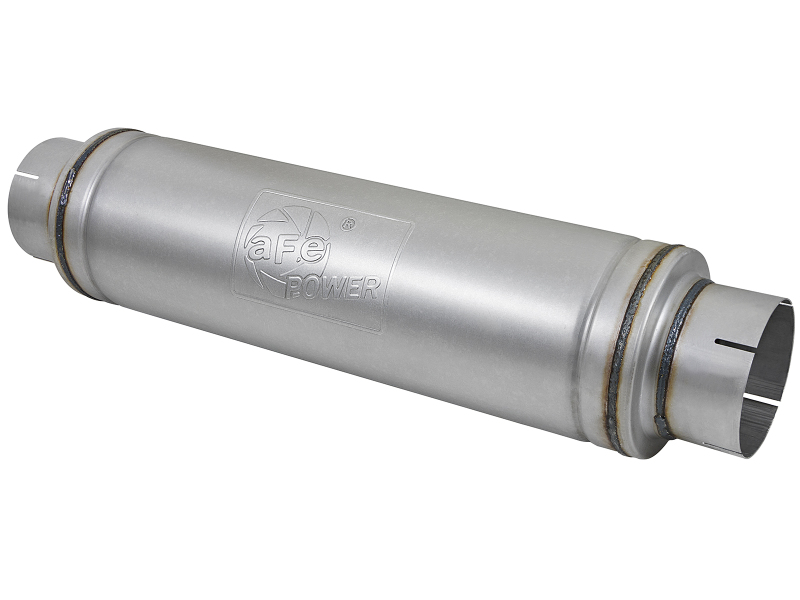 aFe ATLAS Aluminized Steel Muffler 5in Center/Center 24in L x 7in Diameter - Round Body thumbnail 2