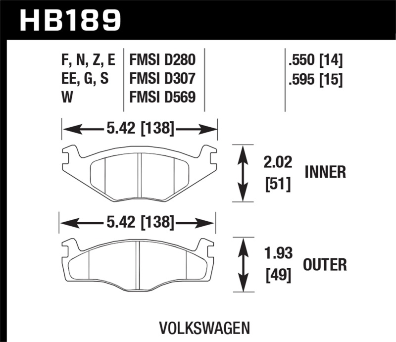 Hawk Blue 9012 Brake Pads Volkswagen thumbnail 4