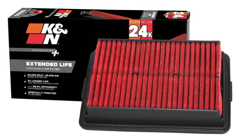 K&N Advantage Plus Air Filter 24K Miles Hyundai Elantra L4-2.0L F/I 17-18 thumbnail 2