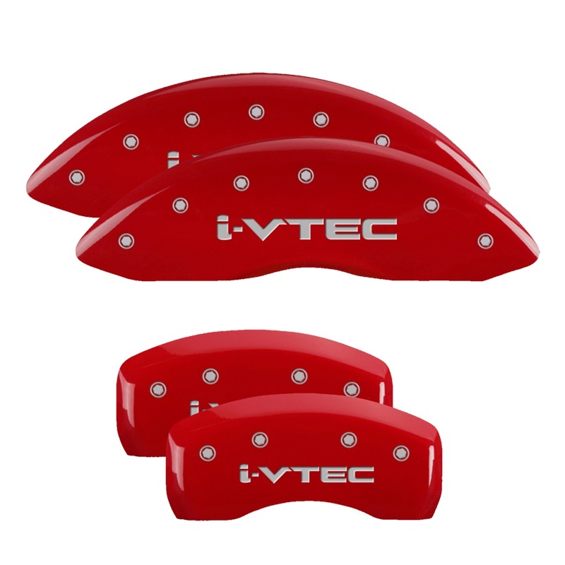 MGP 4 Caliper Covers Engraved Front & Rear Acura Red finish silver ch thumbnail 5