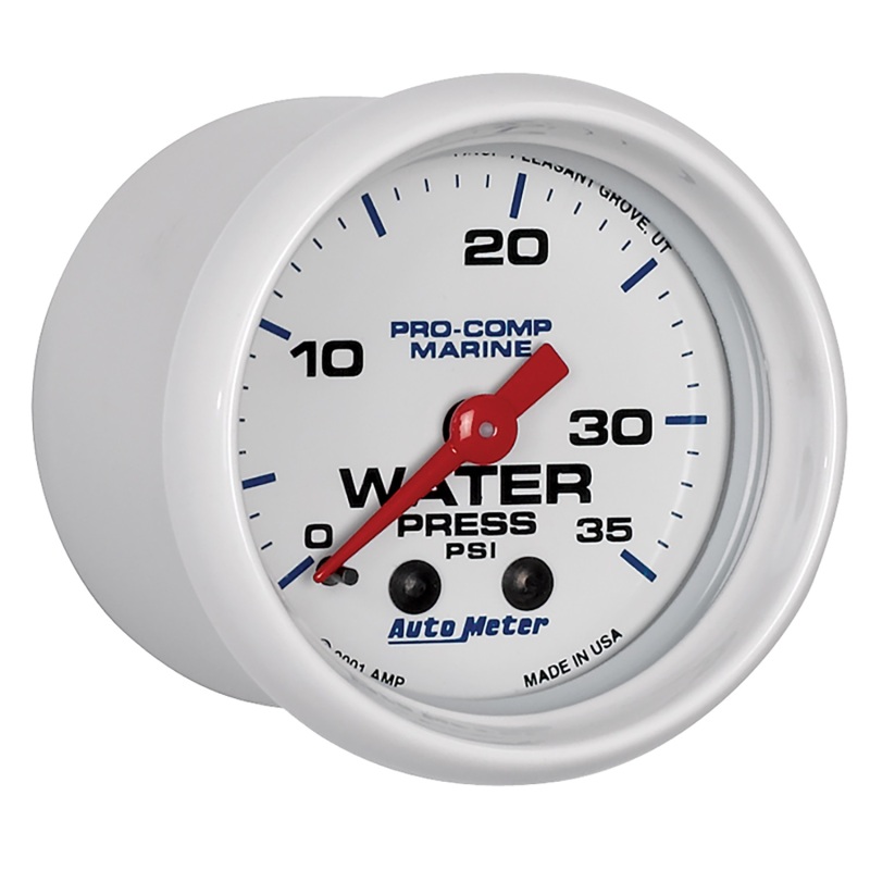 Autometer Marine White 2-1/16in 35 PSI Mechanical Water Pressure Gauge thumbnail 8