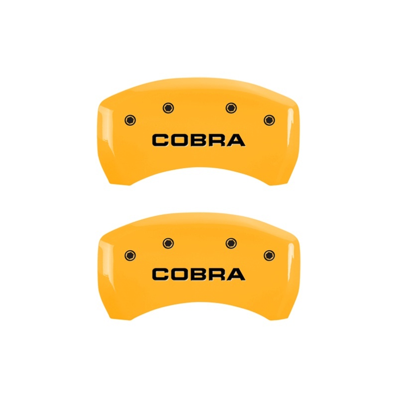 MGP Rear set 2 Caliper Covers Engraved Rear Cobra Yellow finish black ch thumbnail 3