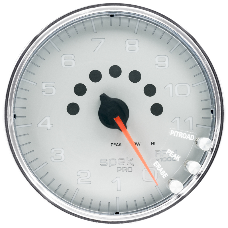 Autometer Spek-Pro Gauge Tachometer 5in 11K Rpm W/Shift Light & Peak Mem Silver/Chrome thumbnail 9