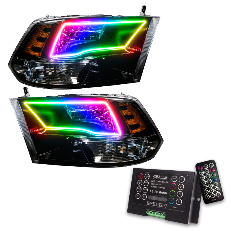 Oracle 09-17 RAM 1500 TRX Quad Pre-Assembled Headlights Blk Housing - w/ 2.0 Controller thumbnail 5
