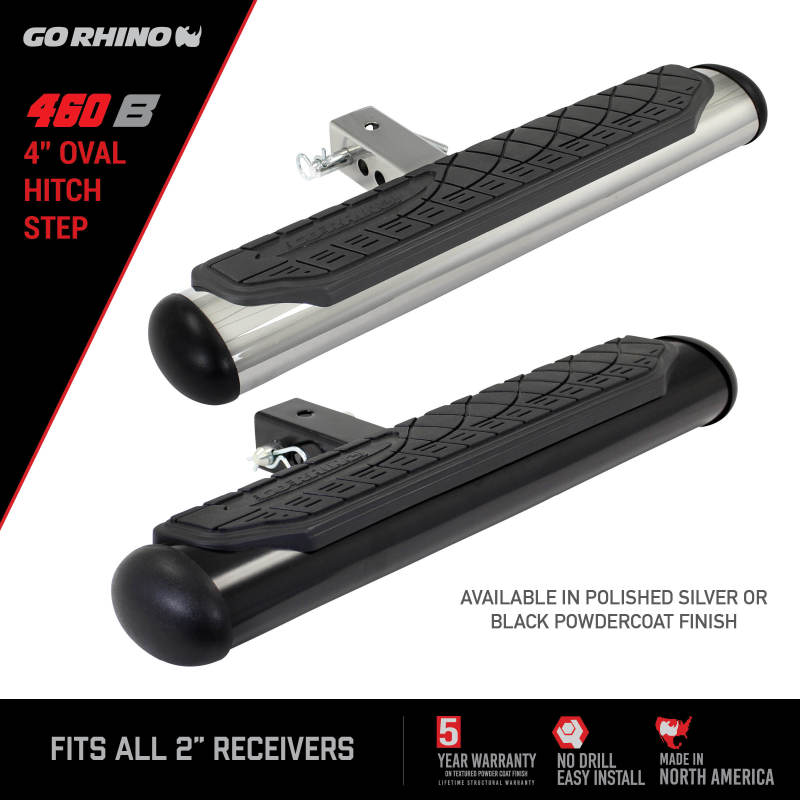 Go Rhino 4in Oval Hitch Step - Black thumbnail 8