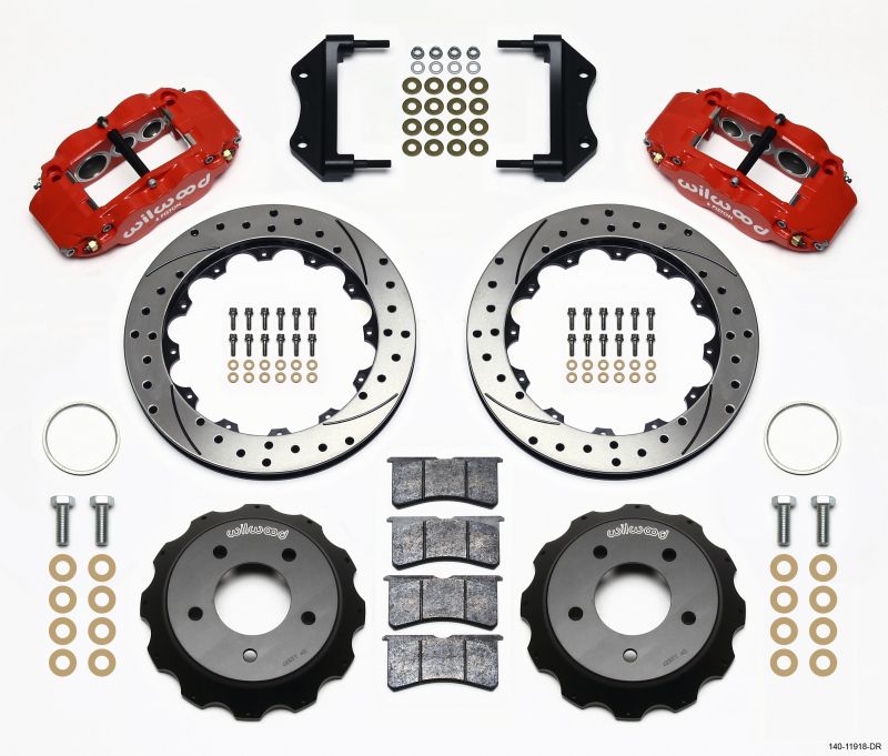 Wilwood Narrow Superlite 6R Front Hat Kit 12.88in Drilled Red 84-87 Corvette C4