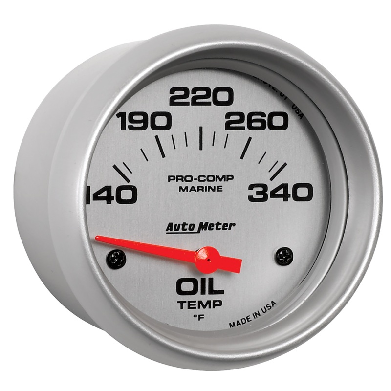 Autometer Marine Silver Ultra Lite Electric Oil Temperature Gauge 2-5/8in 140-300 Deg F thumbnail 9