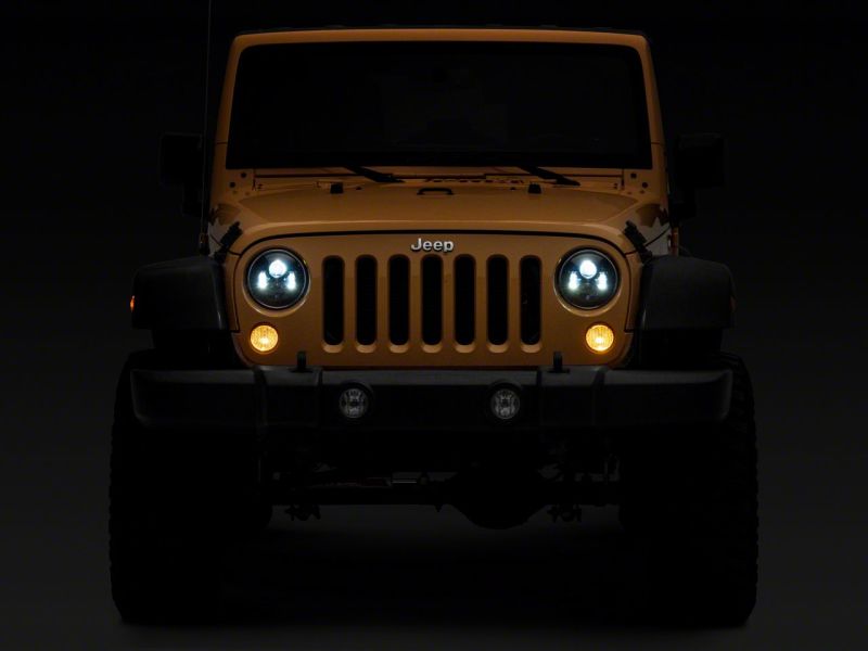 Raxiom 07-18 Jeep Wrangler JK 7-In LED Headlights- Black Housing (Clear Lens)