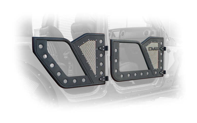 DV8 Offroad Jeep 18+ Wrangler JL / 20+ Gladiator JT Rear Rock Doors w/ Perforated Aluminum Mesh thumbnail 7