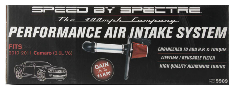 Spectre 10-11 Chevy Camaro V6-3.6L F/I Air Intake Kit - Clear Anodized w/Red Filter thumbnail 9