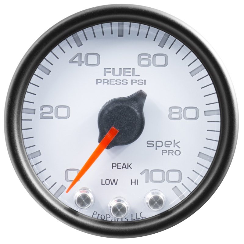 Autometer Spek-Pro Gauge Fuel Press 2 1/16in 100psi Stepper Motor W/Peak & Warn Wht/Blk thumbnail 7