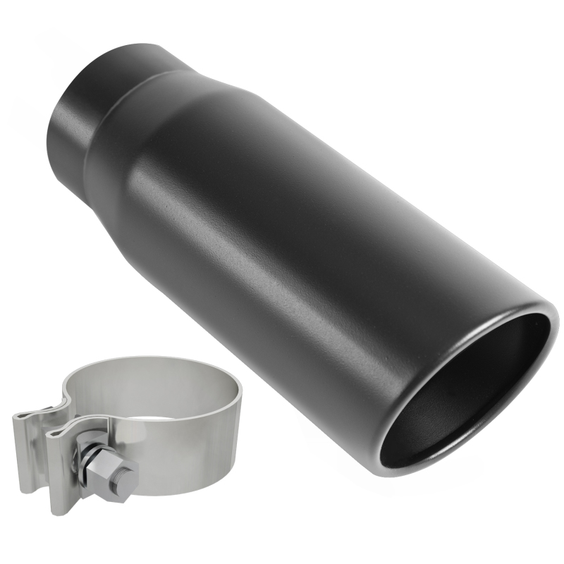 MagnaFlow Tip Black Coated w/ Clamp Single Wall Round Outlet 4in Diameter 3in Inlet 12in Length thumbnail 4
