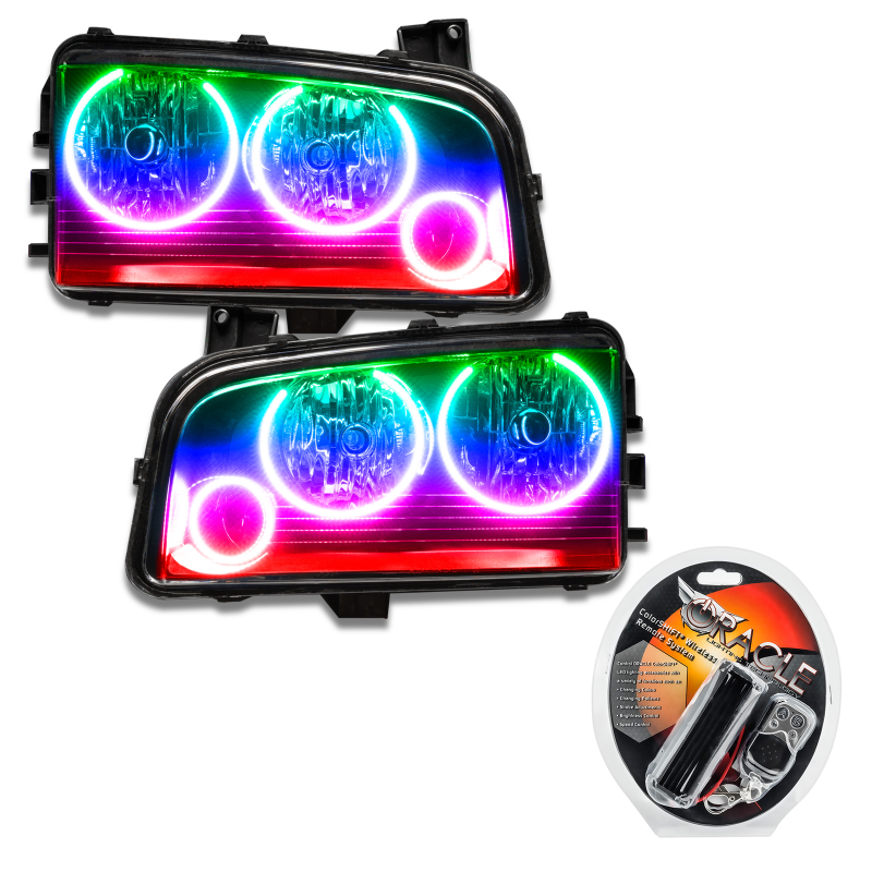 Oracle 05-10 Dodge Charger SMD HL (Non-HID) - Triple Halo - ColorSHIFT thumbnail 2