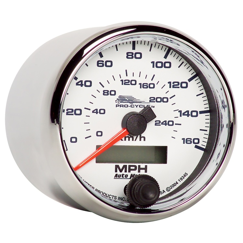 Autometer Pro-Cycle Gauge Speedo 2 5/8in 160 Mph/260Kmh Elec White thumbnail 3