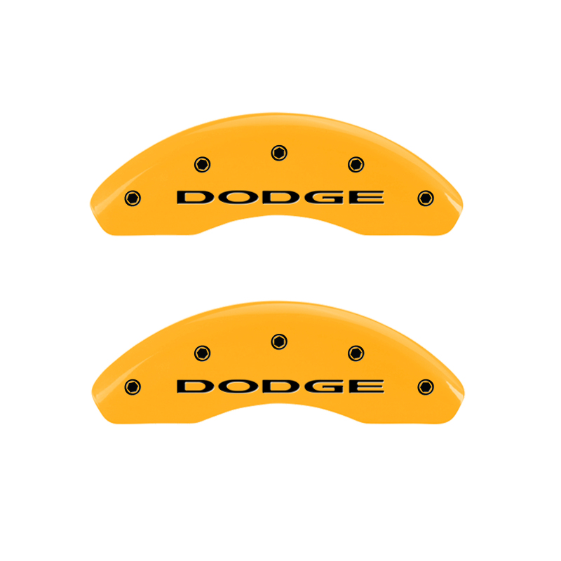 MGP 4 Caliper Covers Engraved Front & Rear With out stripes/Dodge Yellow finish black ch thumbnail 5