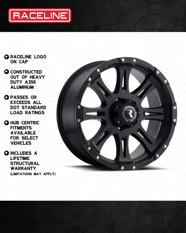Raceline 981 Raptor 18x9in / 5x150 BP / 25mm Offset / 110.3mm Bore - Satin Black Wheel thumbnail 5
